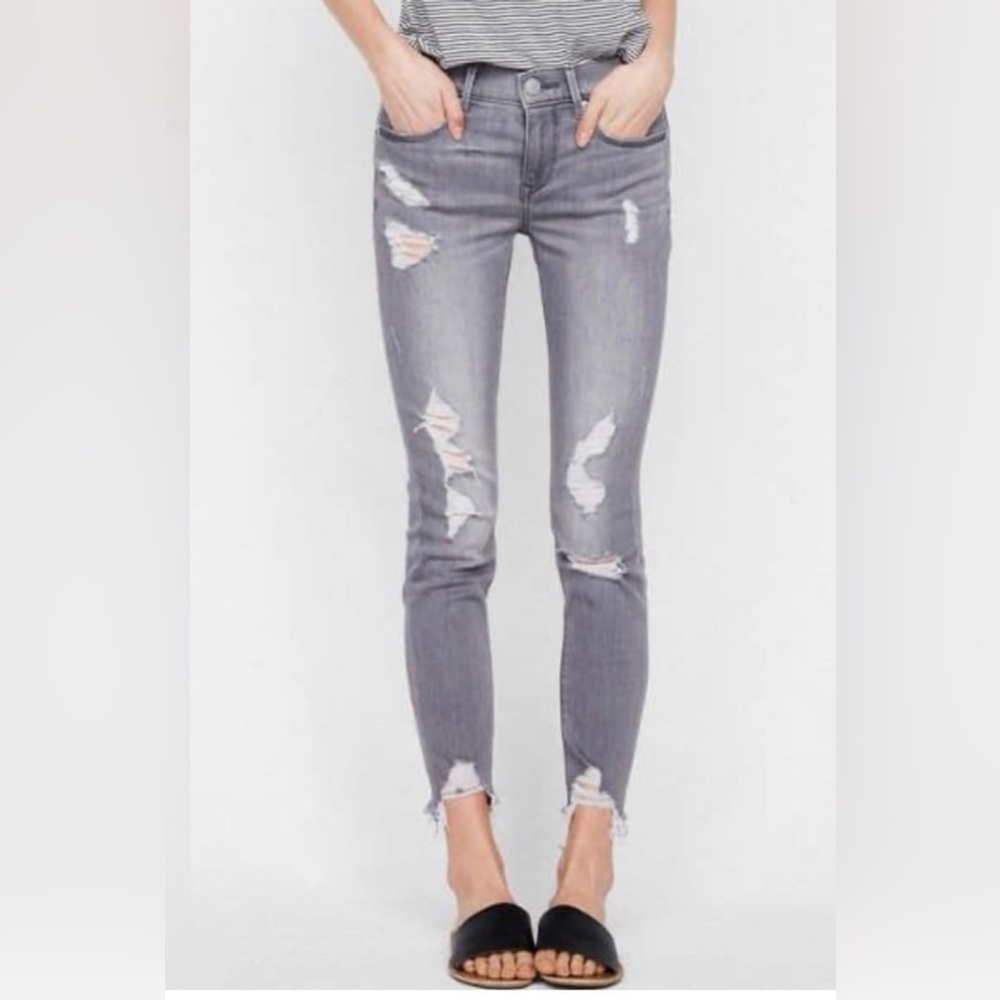 Express mid rise ankle distressed gray washed jeans size 00R